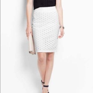 Ann Taylor white eyelet pencil skirt